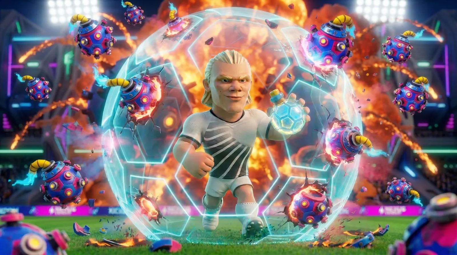 A player protected by the Shield item